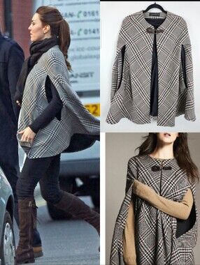 ASO Princess Kate Middleton Cape Poncho Sz M Heritage Academia Prep Plaid Tartan
